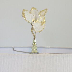 Vintage Italian Tole Leaf Lamp Finial, a single. Patina Gold /Antique White